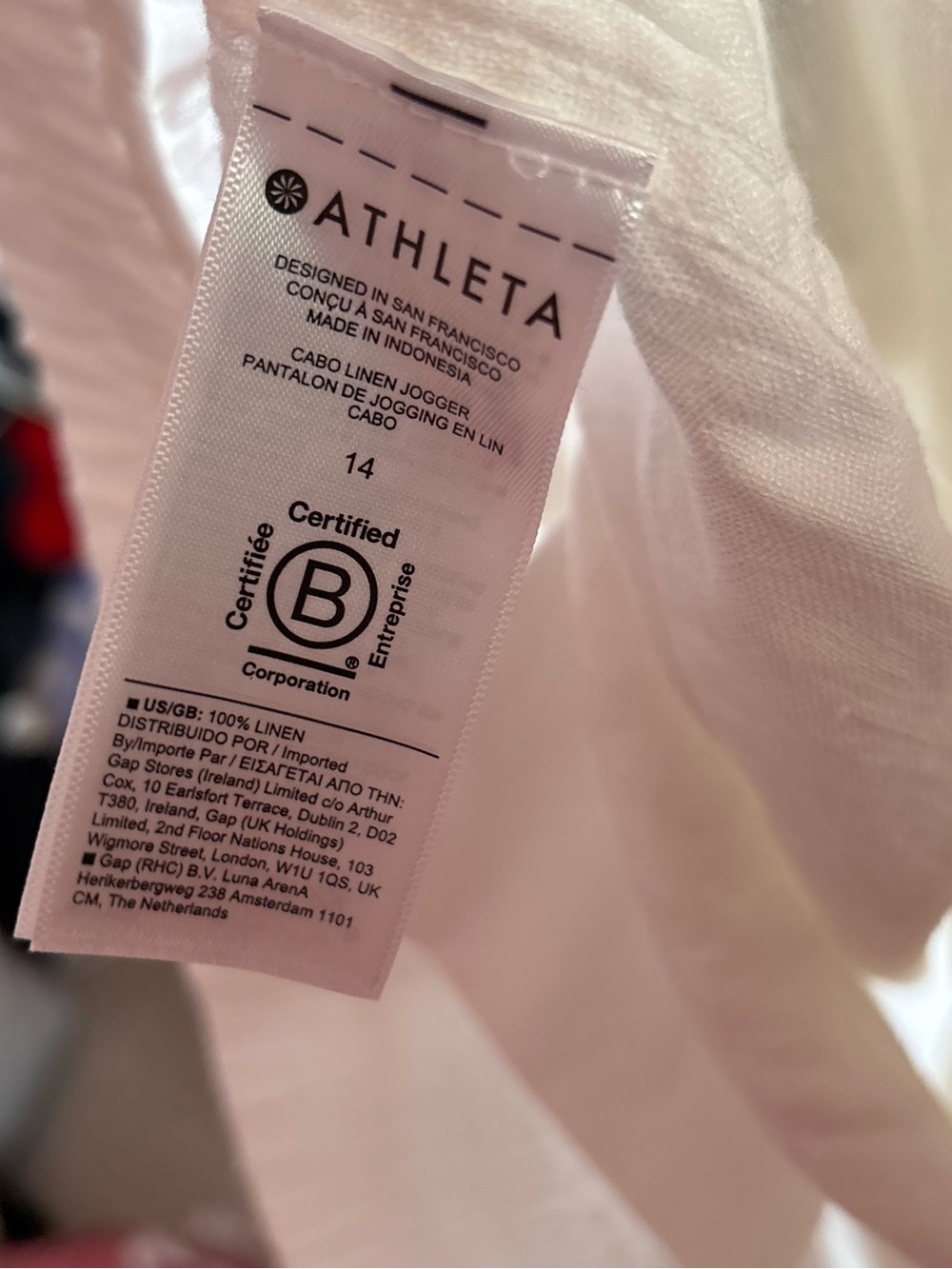 Athleta White Cabo Linen Joggers Drawstring Size 14 - Picture 6 of 7